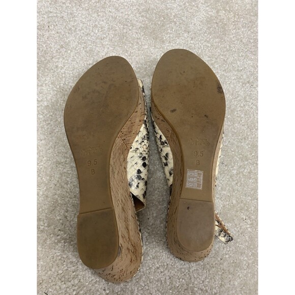 Coach Snakeskin Peep Toe Slingback Wedge Sandals Heels 9.5B Flaw - Picture 10 of 12